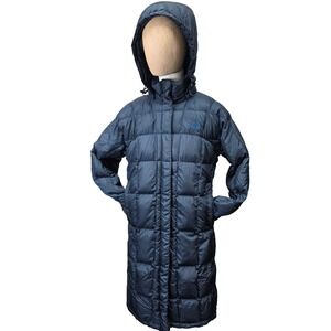 The North Face Womens Metropolis Down Parka Navy Blue Hooded Puffer Coat Small